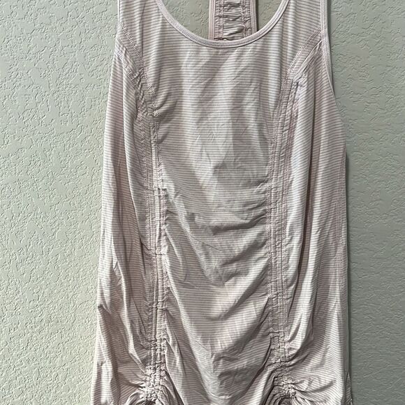 LULULEMON Just Wanna Run Tank, Pink/Grey Stripe, Size 6 - Picture 3 of 11